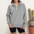 thumbnail image 2 of Ediodpoh Womens Sweatshirts Half Zip Pullover Cropped Comfort Fall Loose Outfits Fashion Long Sleeve Hoodies for Women Grey L, 2 of 5