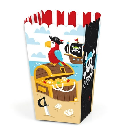 

Big Dot of Happiness Pirate Ship Adventures - Skull Birthday Party Favor Popcorn Treat Boxes - Set of 12