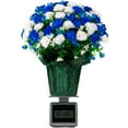 thumbnail image 4 of Sympathy Silks Memorial Artificial Flowers Weighted Pot Bouquet Decoration - Height 18"-20" - Artificial Greenery - Fade Resistant - Blue and White Mum Potted Silk, 4 of 9
