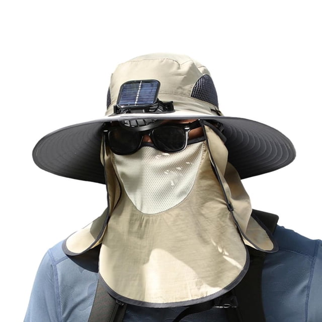 Chapeau de Pêcheur pour Hommes, Chapeau à Capuche avec Ventilateur Rafraîchissant, Protection Complète