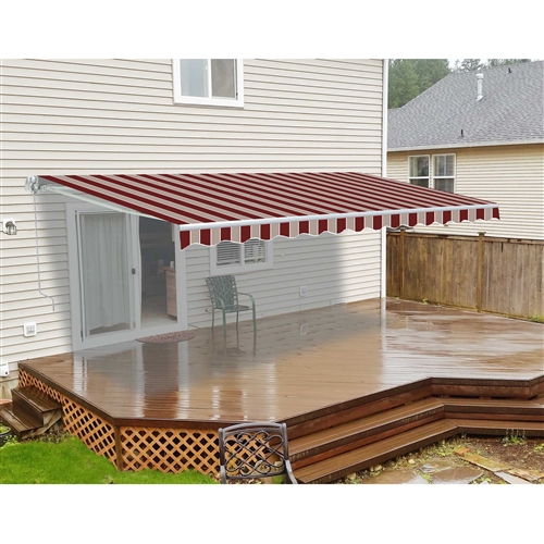 ALEKO 12x10 Ft Retractable Patio Awning, MULTISTRIPES RED
