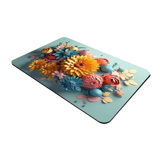 Alfombra de Piso de Baño Flor Alfombra de Suelo de Tierra Diatomácea, Baño Absorbente Alfombra de Pie Antideslizante, Alfombra de Secado, Alfombra de Baño, Alfombra de Piso de Interior de Suciedad