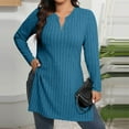 thumbnail image 2 of Kaemgyyd Womens Plus Size Sweater Fashion Side Slit Tunic Tops Long Sleeve Zip V Neck Casual Shirts Work Office Blouse, 2 of 5