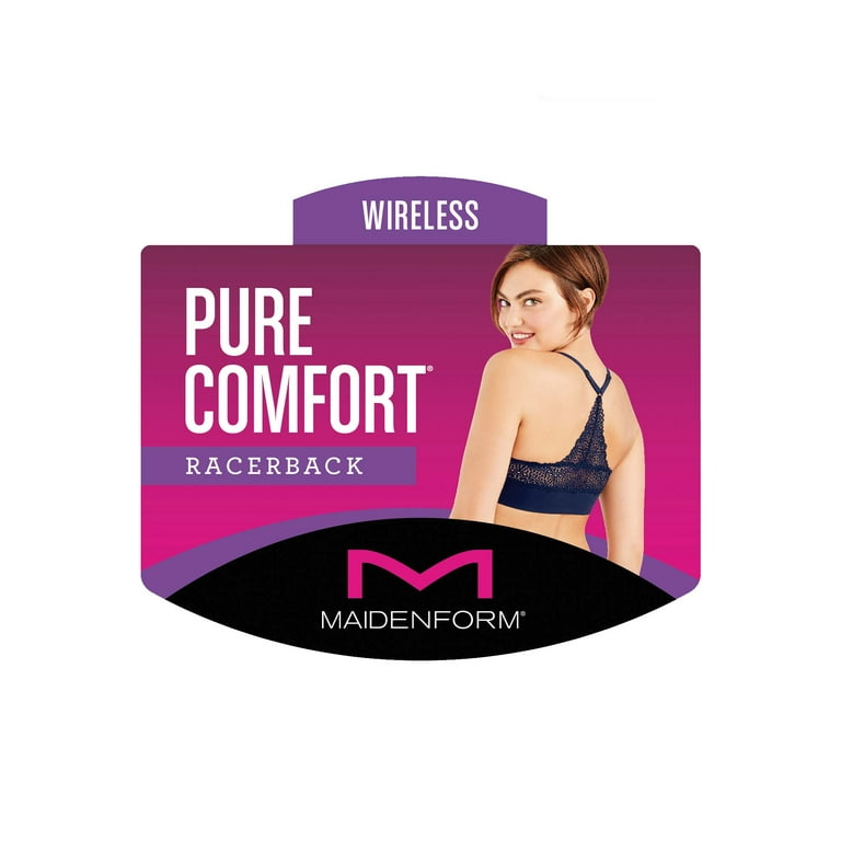 Maidenform Pure Comfort Wireless Bra, Demi Bra with Racerback and Light  Lift, Wirefree Bra for Everyday Comfort
