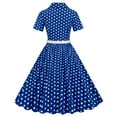 thumbnail image 5 of Brglopf 1950s Polka Dot Dresses for Women Vintage Rockabilly Retro Short Sleeve Button up Dress Cocktail Party Evening Prom Gown with Belt Blue XXL, 5 of 6