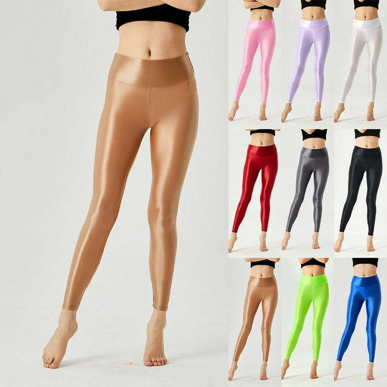 Women's Glossy Crotchless Shorts Stretchy Tights Lingeries Slim