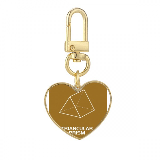 Triprism espacial geométrica, matemática Llavero de metal en forma de corazón dorado
