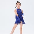 thumbnail image 5 of Otqutp Girls Sequin Tassel Dress Fringe Rhinestone Cut Out Ballet Dresses Halter Cute Shinny Dancewear with Gloves, 5 of 8
