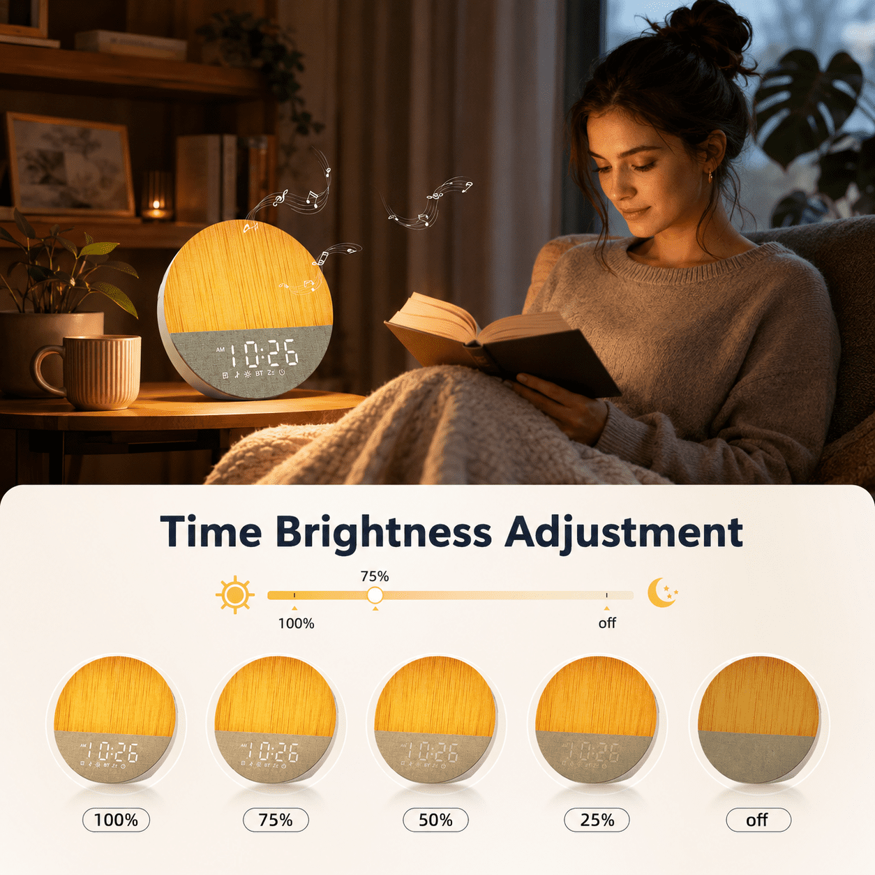 LEIKE Sunrise Alarm Clock White Noise Sound Machine for Bedroom | Natural Wake-Up Light with Soothing Sleep Aids, Bluetooth Speaker, Dimmable Clock, Screen-Free Design for Baby Adults Kids