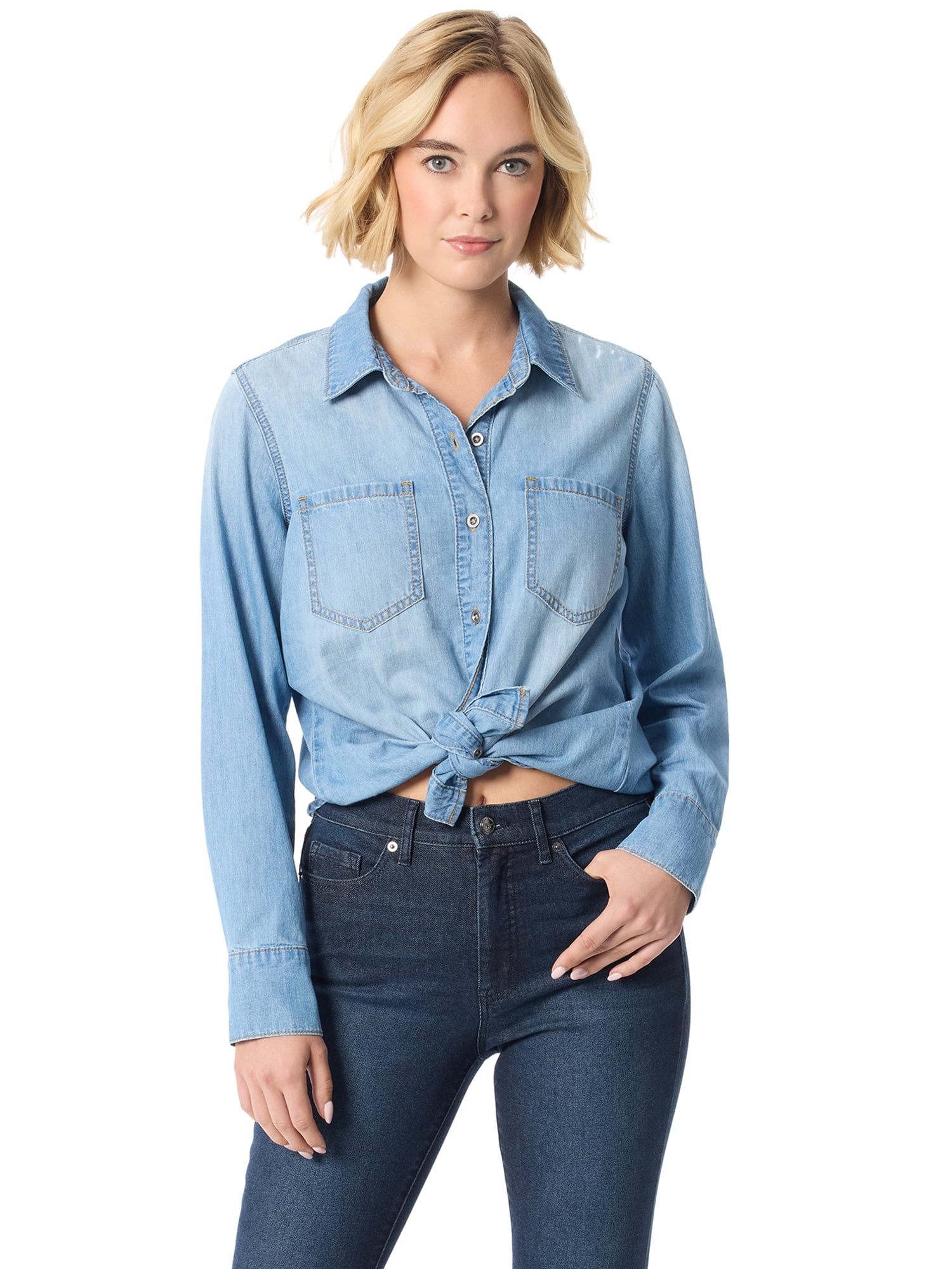 Jessica Simpson Women's Tie Front Button Up Shirt , Sizes XS-XL