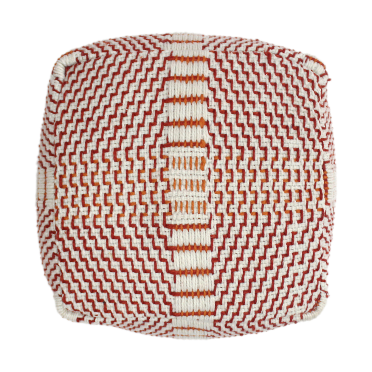 Dexter Bay Outdoor Handcrafted Boho Water Resistant Cube Pouf, Red and Orange - image 5 of 5