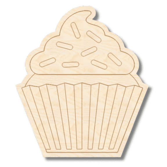 Unfinished Wood Etched Cupcake Shape 3" / 1/8"