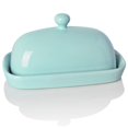 thumbnail image 1 of Sweejar Ceramic Butter Dish with Lid, Butter Keeper Container, East/West Coast Butter, 7 inches Butter Storage for Countertop (Turquoise), 1 of 6
