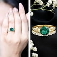 thumbnail image 3 of Rosec Jewels Certified Lab Grown Emerald Wedding Bridal Ring Set with Moissanite - 2 Ct Emerald Engagement Ring and Band, 18K Yellow Gold, US 13.00, 3 of 9
