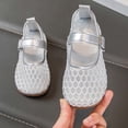 thumbnail image 6 of WEIGFI Toddler Baby Girls Sandals Closed Toe Breathable Mesh Ballet Soft Sole Casual Lightweight Adjustable Strap Funny Holiday Shoes,Silver,9-9.5 Years, 6 of 8