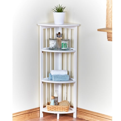 Solid Wood Folding Bookcase Collection4Shelf CornerWhite Walmart