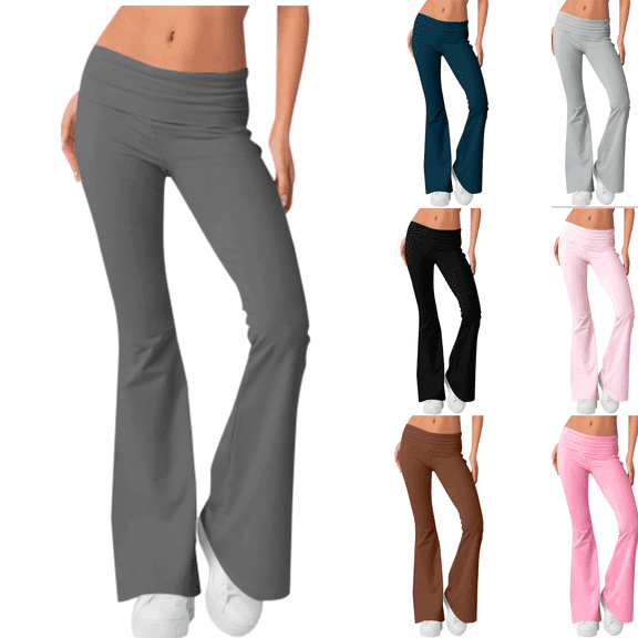 Chroia Flare Leggings for Women High Waist Mini Flared Tummy Control Yoga Workout Gym Pants