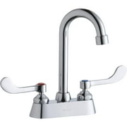Elkay 4" Centerset with Exposed Deck Faucet with 4" Gooseneck Spout 4" Wristblade Handles Chrome Chrome