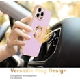 thumbnail image 2 of for iPhone 15 Pro Case with Stand 360° Rotatable Ring Holder Magnetic [with 2 Screen Protector] Kickstand Gold Plating for Women Men Shockproof Protective Phone Case for iPhone 15 Pro, Purple, 2 of 14