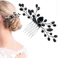 thumbnail image 1 of Peineta para novia KAIYANG con diamantes de imitación estilo vintage lágrima de ónix color negro, 1 of 5