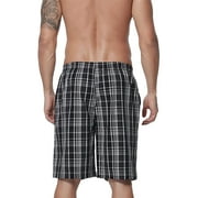 DAKIMOE Mens Sleep Shorts Pajama Shorts Cotton Sleeping Short Pajamas Bottoms for Men Comfy Mens Board Shorts Sleepwear Lounge Bottom, Gray Plaid, M