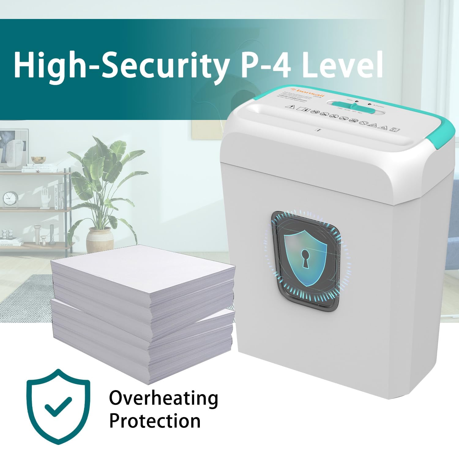 6-Sheet High Security Cross Cut Shredder, Cr Card Document Mail er, Portable Home Office Use, 3.4 Gallon Transparent Bin, White & Blue (C237-B), white