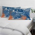 thumbnail image 3 of Ocean Whale Throw Pillow Covers Orange Blue Summer Sea Animal Corals Teal Wooden Decorative Lumbar Pillow Cover Rectangle Cushion Case for Sofa Couch Bed Living Room Bedroom 20 X 30 Inches, 3 of 9