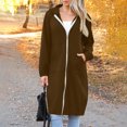 thumbnail image 6 of Vibrex Women Casual Zip up Hoodies Sweatshirt Long Hoodie Jacket Oversized Fall Winter Coats Fashion Women's Solid Color Long Coat Classic Slim Overcoat with Pocket Lightweight Cardigans for Women, 6 of 9