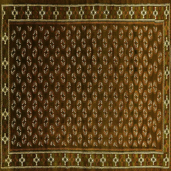 Ahgly Company Indoor Square Oriental Yellow Industrial Area Rugs, 5' Square
