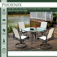 thumbnail image 2 of Hanover Phoenix 5-Piece Outdoor Furniture Patio Dining Set, 4 White Aluminum Sling Swivel Rocker Chairs and 48" Round Glass Table, Grey Finish, Rust-Free, 2 of 5