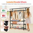 thumbnail image 3 of Doulami 3 Tiers Clothes Rack Double Rods Hanging Garment Rack on Wheels with Bottom Shelves for Shoes Rolling Clothing Rack for Hanging Clothes, 3 of 13