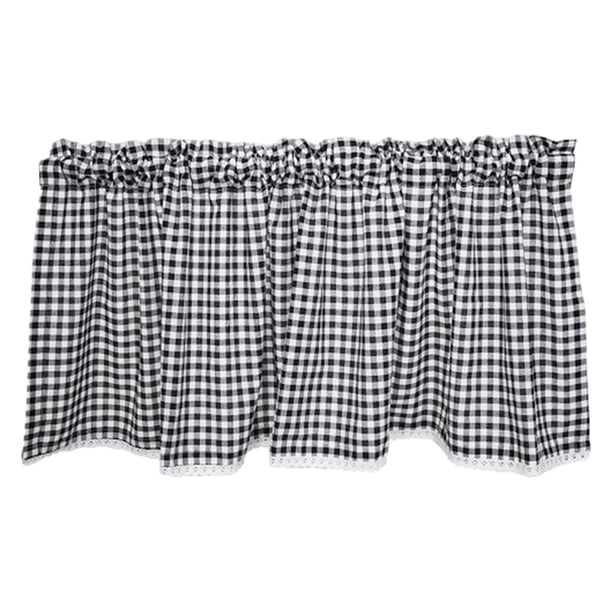 Cortina de media luna rústica para ventana, duradera, para dormitorio, con privacidad y protección solar Negro 150x60cm