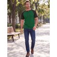 thumbnail image 2 of INSPIRE CHIC Men's Henley T-Shirt Color Block Raglan Sleeves Casual Tee XL Green, 2 of 5