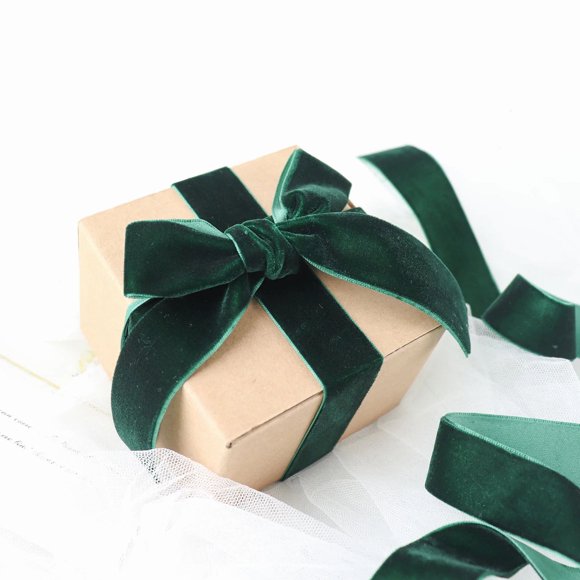 BalsaCircle 1" x 10 yards Hunter Green Velvet Nylon Ribbon Roll Wedding Party Events Reception Home Decorations Supplies