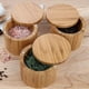 thumbnail image 5 of Caja de almacenamiento de especias, recipiente para sal, tarro de especias de madera, caja de almacenamiento de bambú natural con tapa giratoria magnética para almacenar especias de cocina, 5 of 5