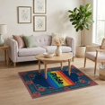 thumbnail image 3 of ODIKA Welcome Lettering With Floral Accents And Banded Stripe Border Pride Rainbow for Playroom, Bedroom, Reading Nook, Pet Friendly & Kids Safe Play, 3 of 7