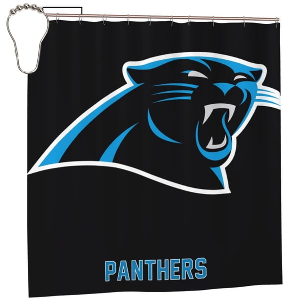 Cortina de ducha impermeable de secado rápido para baño con diseño de panteras, con ganchos, decoración de fútbol americano, juego de cortinas de ducha para baño, plancha de 72 x 72 pulgadas