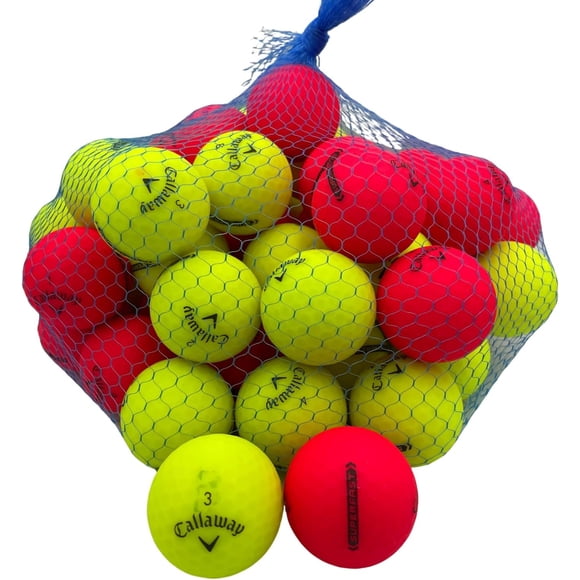 Golf Ball Planet - Callaway Superfast Recycled Golf Balls (5A/Mint, 50 Pack, Matte Red/Yellow)