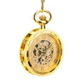 thumbnail image 6 of EEEkit Men's Retro Mechanical Skeleton Pocket Watch with Chain, Roman Numerals, Black/Gold, 6 of 7