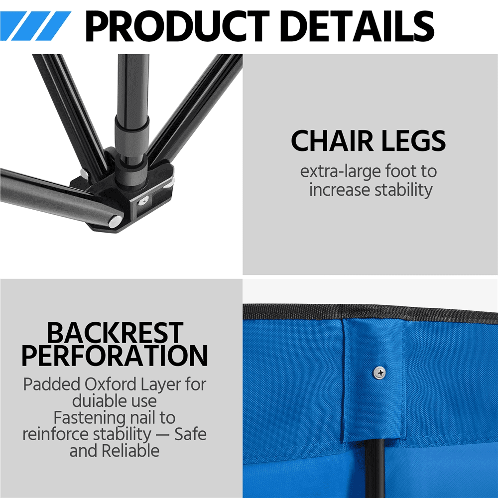 Renwick 8-Seat Folding Camping Bench with Backrest, Blue