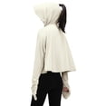 thumbnail image 4 of Women's Ice Silk UV Sun Protection Hoodie Hole Zip Up Jacket Thin Breathable Loose Fit Cycling Sun Clothing Lightweight Long Sleeve Sunshirt Wrinkle Resistant Windproof Skin Friendly Coat, 4 of 4
