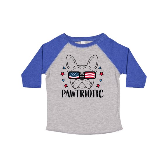 Inktastic Pawtriotic with French Bulldog in American Flag Sunglasses Boys or Girls Toddler T-Shirt