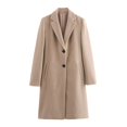 thumbnail image 2 of HH TRAF Abrigos de invierno de moda para mujer, lisos, con cuello vuelto, mangas largas, bolsillos, un solo pecho, elegante abrigo suave para mujer, 2 of 5