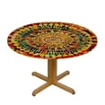 thumbnail image 3 of Nawypu Yellow Orange Round Waterproof Table Cover Elastic Tablecloth African Elements Collage Round Tablecloth Tablecloths Elastic Fitted Indoor Outdoor Apartment Decor  Tables, 3 of 7