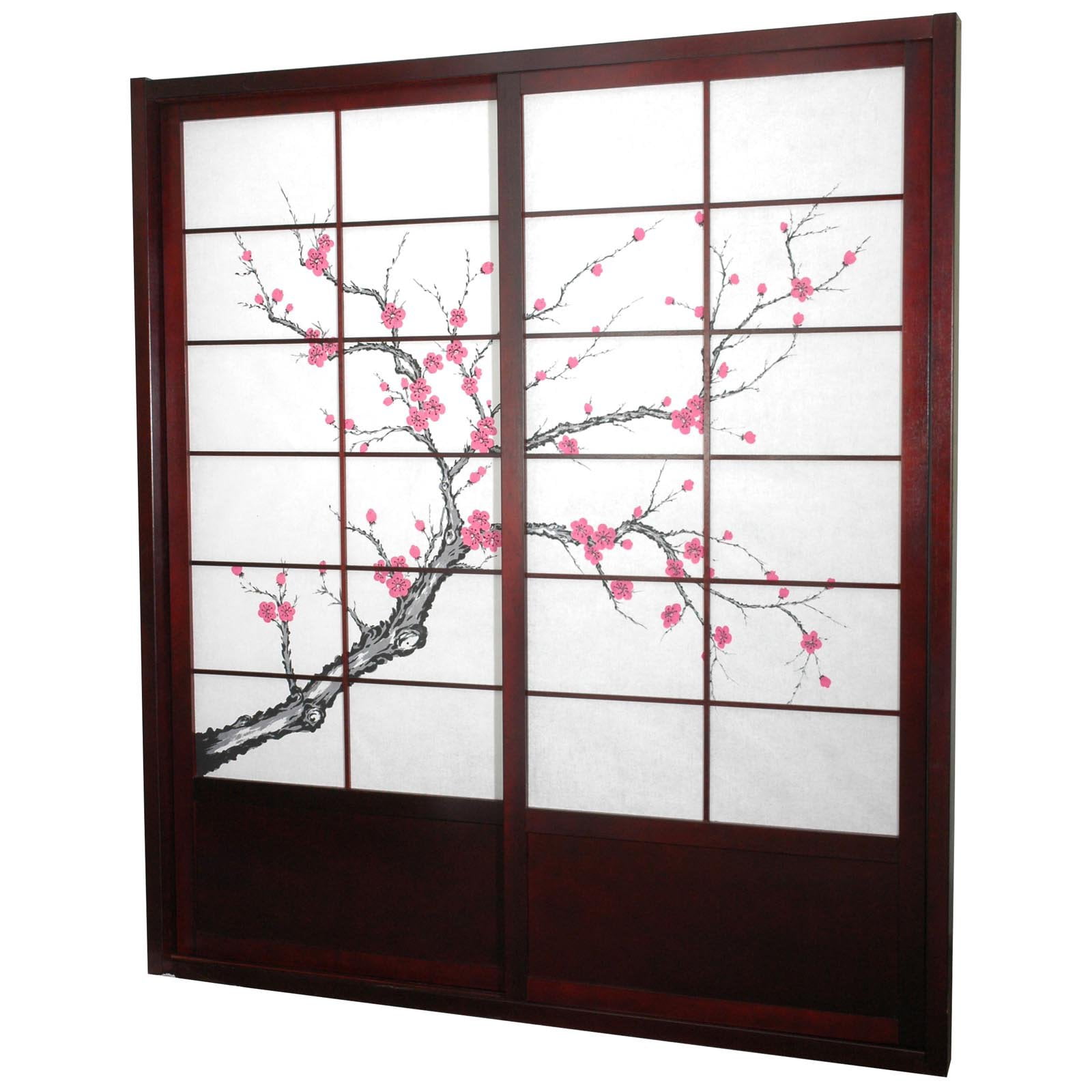7 ft. Tall Cherry Blossom Shoji Sliding Door Kit Rosewood