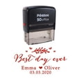 thumbnail image 1 of Printtoo Personalized Red Self Inking Best Day Ever Custom Wedding Favor Rubber Stamper-68 x 30 mm, 1 of 6