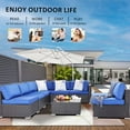thumbnail image 6 of Royalcraft 7 Pieces Outdoor Conversation Set, All-Weather Wicker Rattan Sectional Sofa Set with Cushions & Coffee Table, Blue, 6 of 7