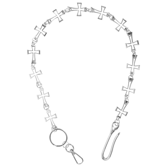 LOLIPPYY Plated Metal Jean Chain with Cross Pattern Punk Style Wallet Chain
