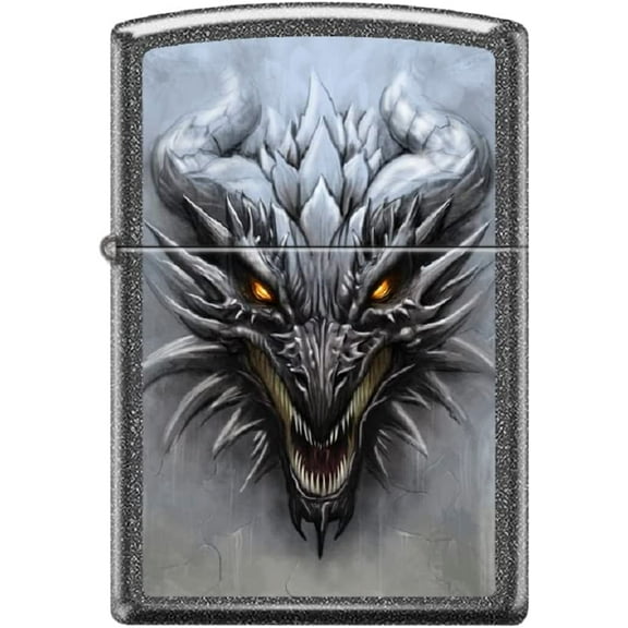 Zippo Lighter-Personalized Custom Message Engraved on Backside Dragon Fierce Mythical Creatures Black Crackle Windproof Lighter #Z5538