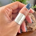 thumbnail image 4 of LD DESIGNS 925 Sterling Silver Hammered Boho Statement Ring – Handmade Adjustable Wide Wrap Band, Shiny Finish Classic Ring for Women, 4 of 9